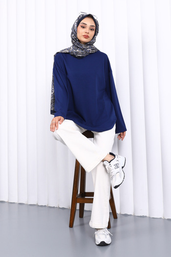 İmajButik Navy Blue Crew Neck Sweat