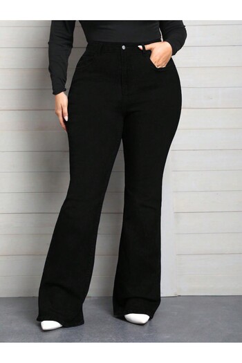 Noxter Women Black Denim Pants Plus Size