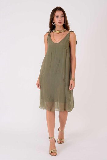 Park Moda 62171 Silk Dress with Strapless Straps