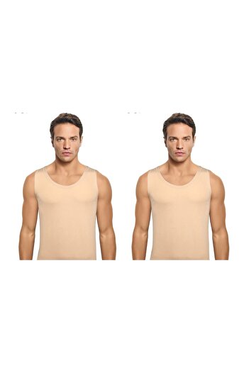 MYS GRUP TEKSTİL Modal 2-Piece Men's Skin Color Invisible Undershirt (Jiber 290)