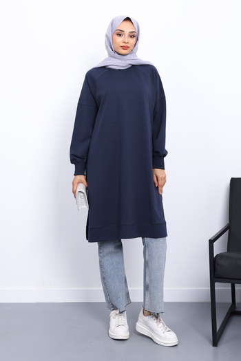 İmajButik Anthracite Modal Tunic with Slits on the Sides