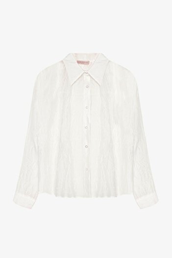 Quzu Women's Ecru Tie Detail Blouse 26KGML00866-Ecru