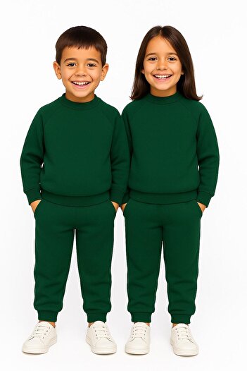 JCKS KİDS Reglan Sleeve Elastic Waist Pocketed Tracksuit Set