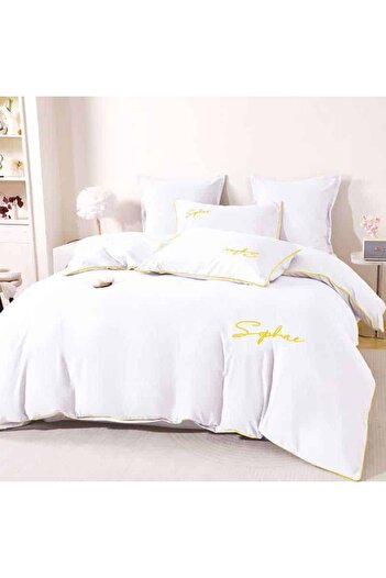 Patul Luxury Linen, Sulphur, Fine Cotton, Embroidery, 2 Persons, 6 Pieces