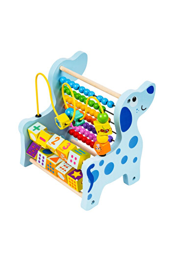 Toyska 3-in-1 Wooden Abacus, Dog-Shaped Wooden Counting Toy