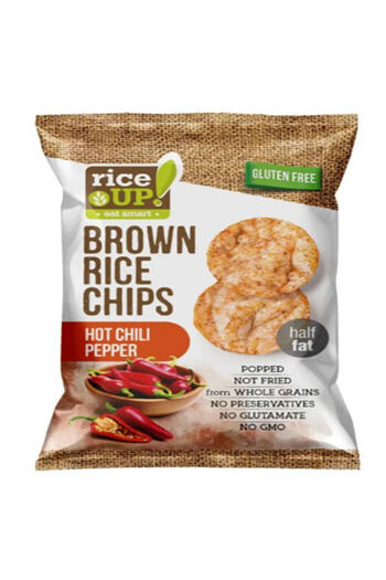 Rice Up Whole Grain Rice Chips Hot Chili Peppers 60g, Gluten free, No GMO x 12 Pcs