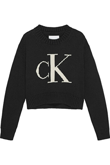 Calvin Klein MONOGRAM SWEATER Kadın Siyah Kazak