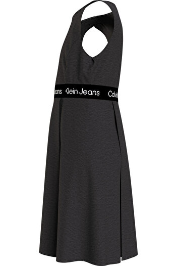 Calvin Klein LOGO TAPE PUNTO SLEE Kadın Siyah Elbise