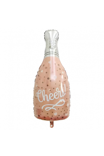 Toyska Metallic Foil Balloon, Figurine, Champagne Bottle Model, 49x98 cm, Individual Packaging, Straw Inclu