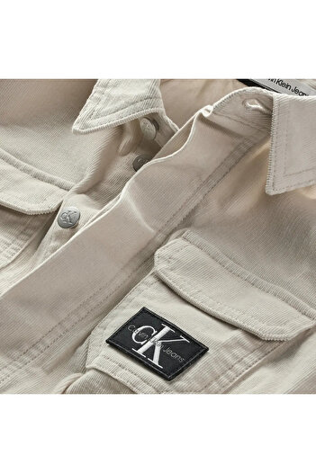 Calvin Klein CORDUROY SS SHIRT DR Kadın Krem Elbise