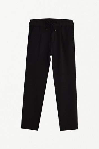 Tudors Men's Slim Fit Slim Fit Elastic Lace-Up Detailed Black Trousers