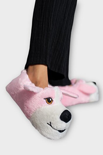 Liger Unisex Cute Dog Figured Non-Slip and Soundless Sole Home Slippers Pudra