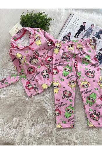LİLLYPİCCA Girl's Patterned Eye Patch Buttoned Pajama Set