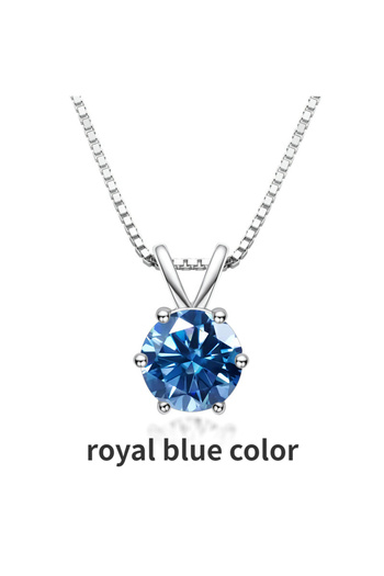 Choice Royal Blue-1ct JoyceJelly Real 1ct Moissanite Pendant Necklaces Trendy 925 Sterling Silver Clavicle