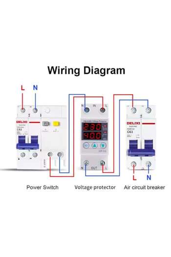 FUSIONTECHX Digital Single-phase Voltage Protection Relay, FusionTechX, Adjustable, Automatic Recovery, 63A, Whi