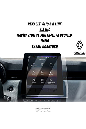 UniqAnatolia Renault Clio 5 R Link 9.3 Inch Navigation and Multimedia Compatible Nano Screen Protector