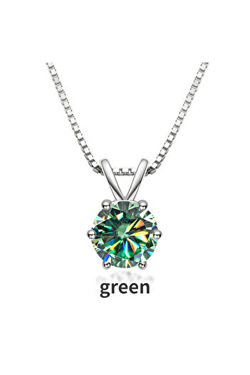 Choice Blue Green-1ct JoyceJelly Real 1ct Moissanite Pendant Necklaces Trendy 925 Sterling Silver Clavicle
