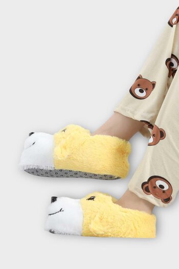 Liger Unisex Cute Dog Figured Non-Slip and Soundless Sole Home Slippers Yellow