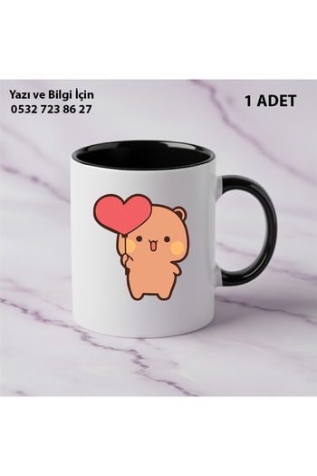Ceymas Hediyelik Bubu Dudu Designed Single Mug with Name and Text Can Be Written on It, Colorful Mug1. Quality Printing
