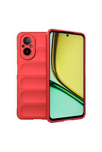 SKYDDAR INNOVATION Case for Realme C67 4G, Magic Shield, Matte Silicone, sticker set, Red