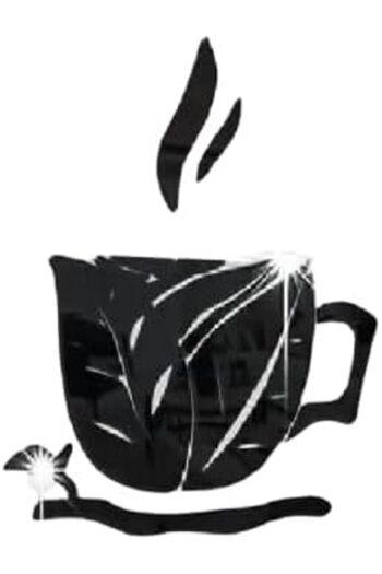 Slasa coffee cup wall sticker - 18 × 20 cm | Acrylic glossy art panel | Removable self-adhesive sti