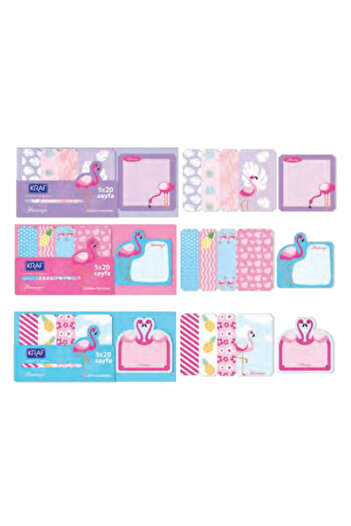 Next Plus Flamingo Adhesive Note Paper Set 100 Yp 2217 Blue-Purple-Pink Set of 3