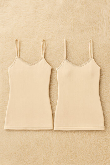 QKK Women's Viscose Lycra Strap 2-Piece Undershirt Q6K6K1T3Ka
