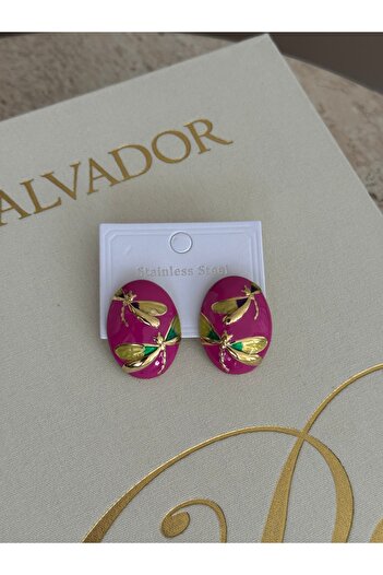 LUXSTONE Pink Dragonfly Earrings