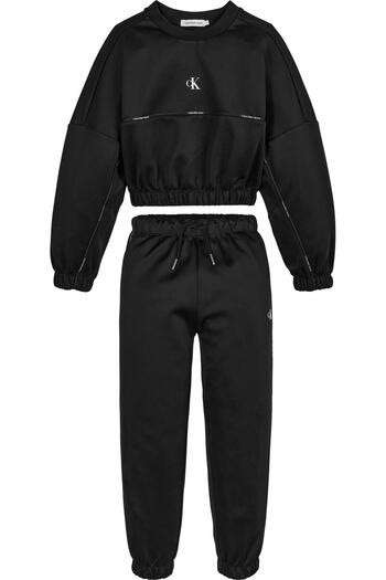 Calvin Klein LOGO TAPE CN SWEATPA Kadın Siyah Eşofman Takımı