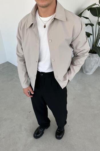 HAFKAGİYİM Stone basic snap button relaxed jacket