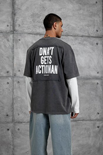 NOMARC Smoked Pocket Number Detail Oversized Handle Piece Design Sweatshirt