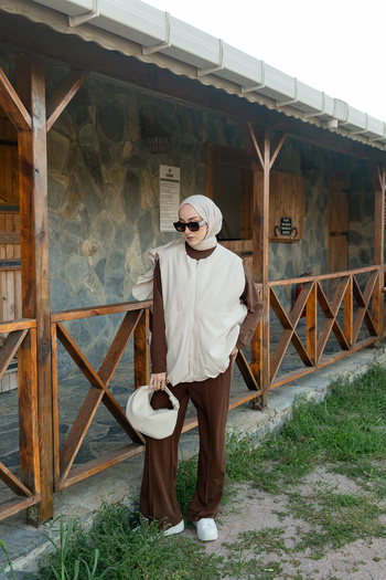 LOCCO سترة نسائية بياقة دائرية إكرو