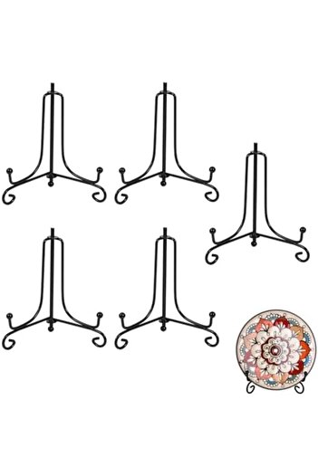 Bukela Iron Display Stand, 5 Pack Black Iron Plate Holder, Multifunction Plate Stands for Display,