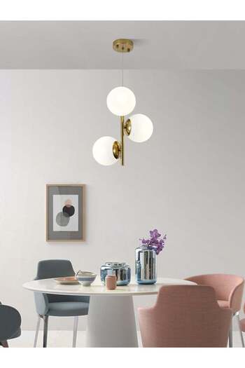 RFAN Pendant, Model N6803-3, With 3 Shades, 3 x E27, Adjustable Height, Gold