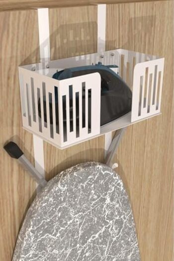 Mena Rise White Behind Door Ironing and Ironing Board Holder, Organizer, Ironing and Ironing Board Hanger Mt110B