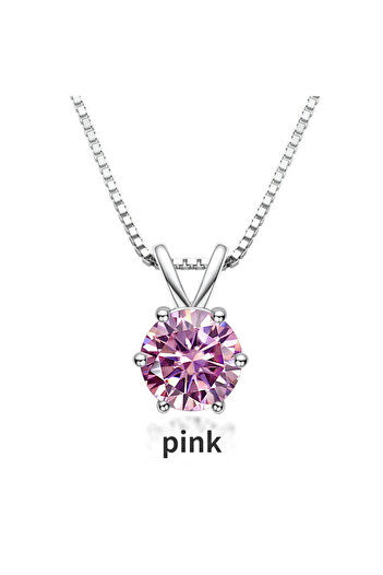 Choice pink-1ct JoyceJelly Real 1ct Moissanite Pendant Necklaces Trendy 925 Sterling Silver Clavicle Chain