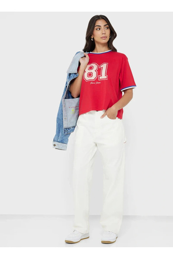 Guess Uess Jeans Women's Red Boxy Fit T-Shirt W5Yi19K8Hm0-G585