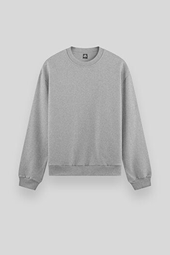 TOMMY LIFE Standard Fit Basic O Neck 2-Pack Black-Gray Melange Men's Sweatshirt - 88053