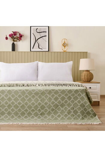 Evidea Soft Zivra Cotton Double Blanket - Green - 200X220 cm
