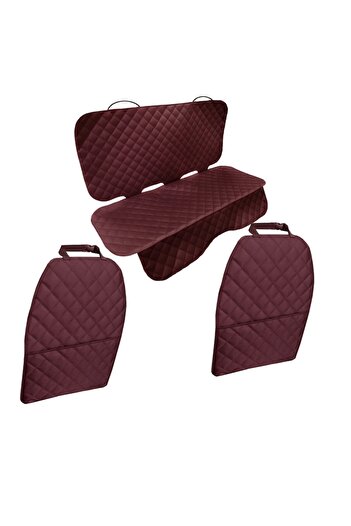 Metru Patrat Set 3 universal car seat covers, quilted, burgundy, washable, waterproof with seat organizer