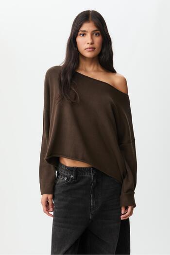 Stradivarius Boat neck cropped sweater