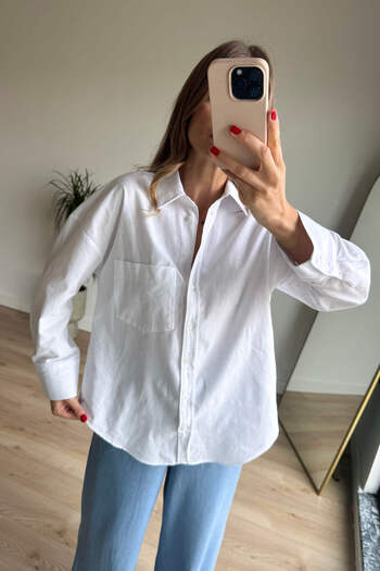 Sue Store White Basic Cotton Shirt