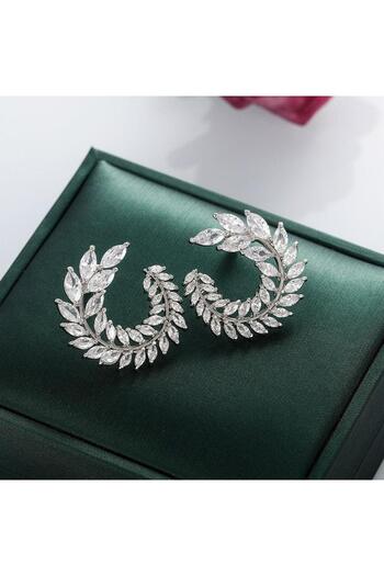 Pursehuit Silver earrings, spiral shape, with zirconium stones, Thorill C30