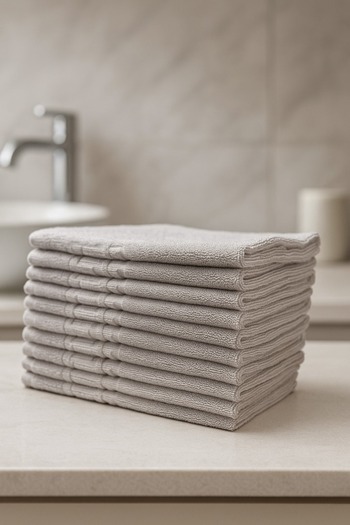 ET Collection Set x 10 Towels Greek Border 30x50 White, 500 GSM