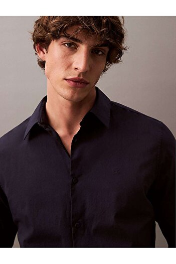 Calvin Klein LS SOLID STRETCH SLIM SHIRT Antrasit Erkek Gömlek