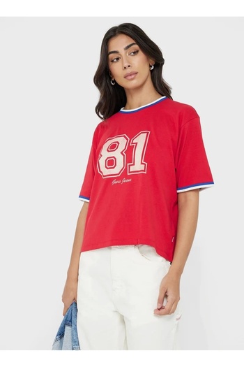 Guess Uess Jeans Women's Red Boxy Fit T-Shirt W5Yi19K8Hm0-G585