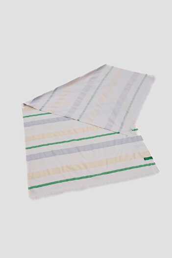Benetton Home Bath Peshtemal Towel Striped Green Beige Gray 100% Cotton 80X165 cm
