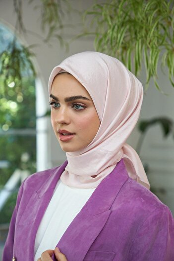 İpekhan Powder Color Plain Patterned Silk Scarf - Voile 10100-06
