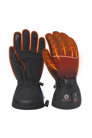 NeoSimply Heated Gloves Neosimply®® for Ski, Hiking, Bicycle, Fishing Rechargable Battery 2600 mAH, 7.4V, XL