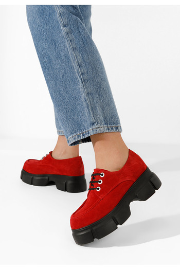 B T Shoes Catarina red leather women's casual shoes